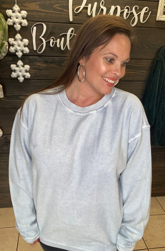 ice blue corded sweatshirt