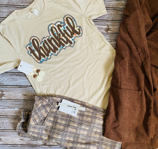 Thankful Plaid Graphic Tee - With Purpose Boutique