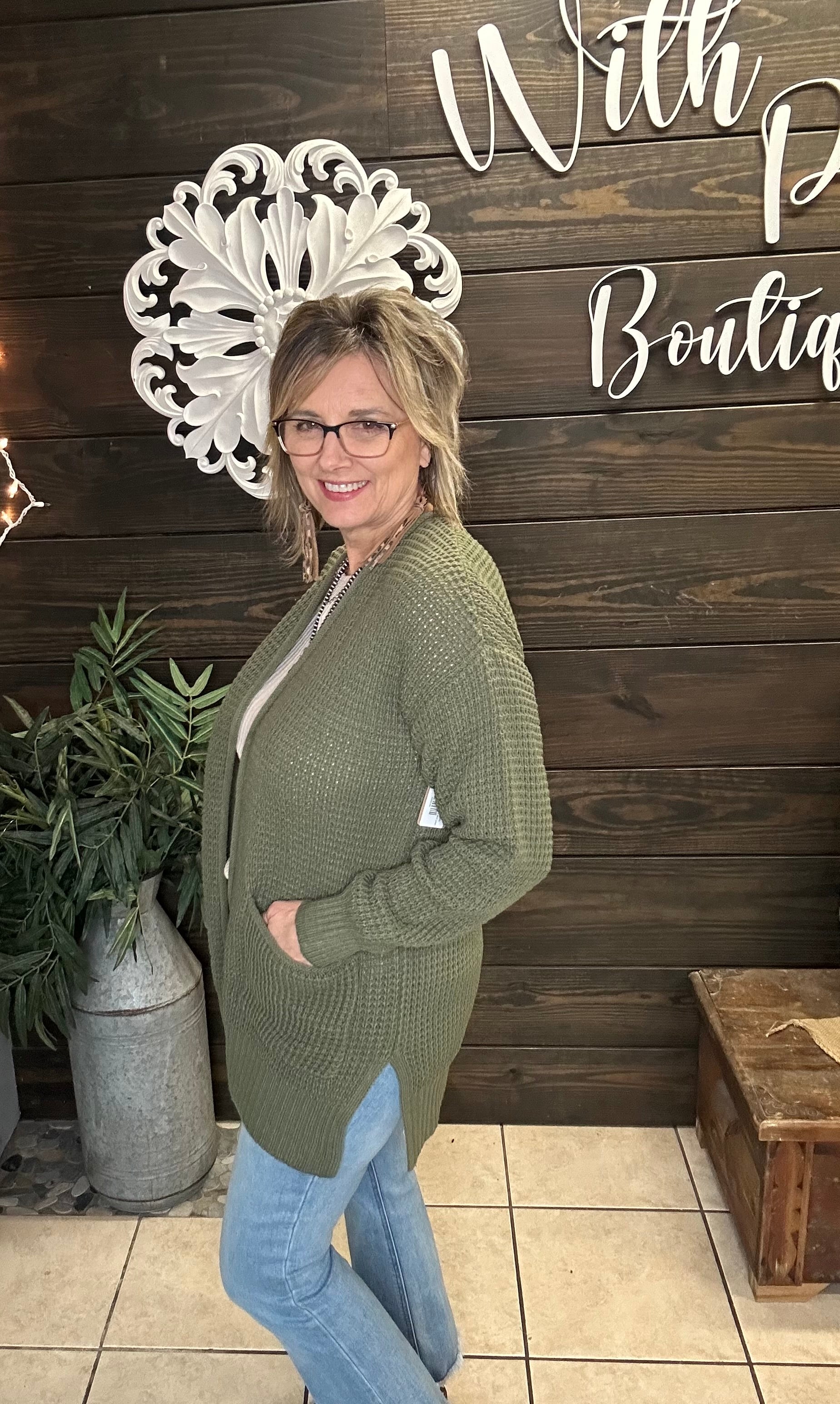 Waffle Knit Cardigan - With Purpose Boutique