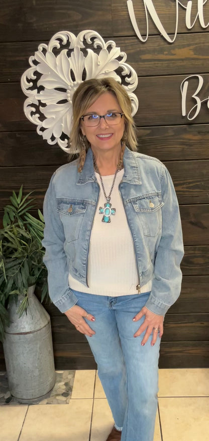 Zip-Up Denim Trucker Jacket - With Purpose Boutique