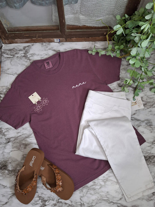 This Berry Mama Cursive Graphic Tee features a beautiful color and a simple "mama cursive script". Show off your mama pride with this stylish and comfortable tee! (mama bear approved!)

Comfort Colors Tee/100% Ring Spun Cotton/ unisex fit