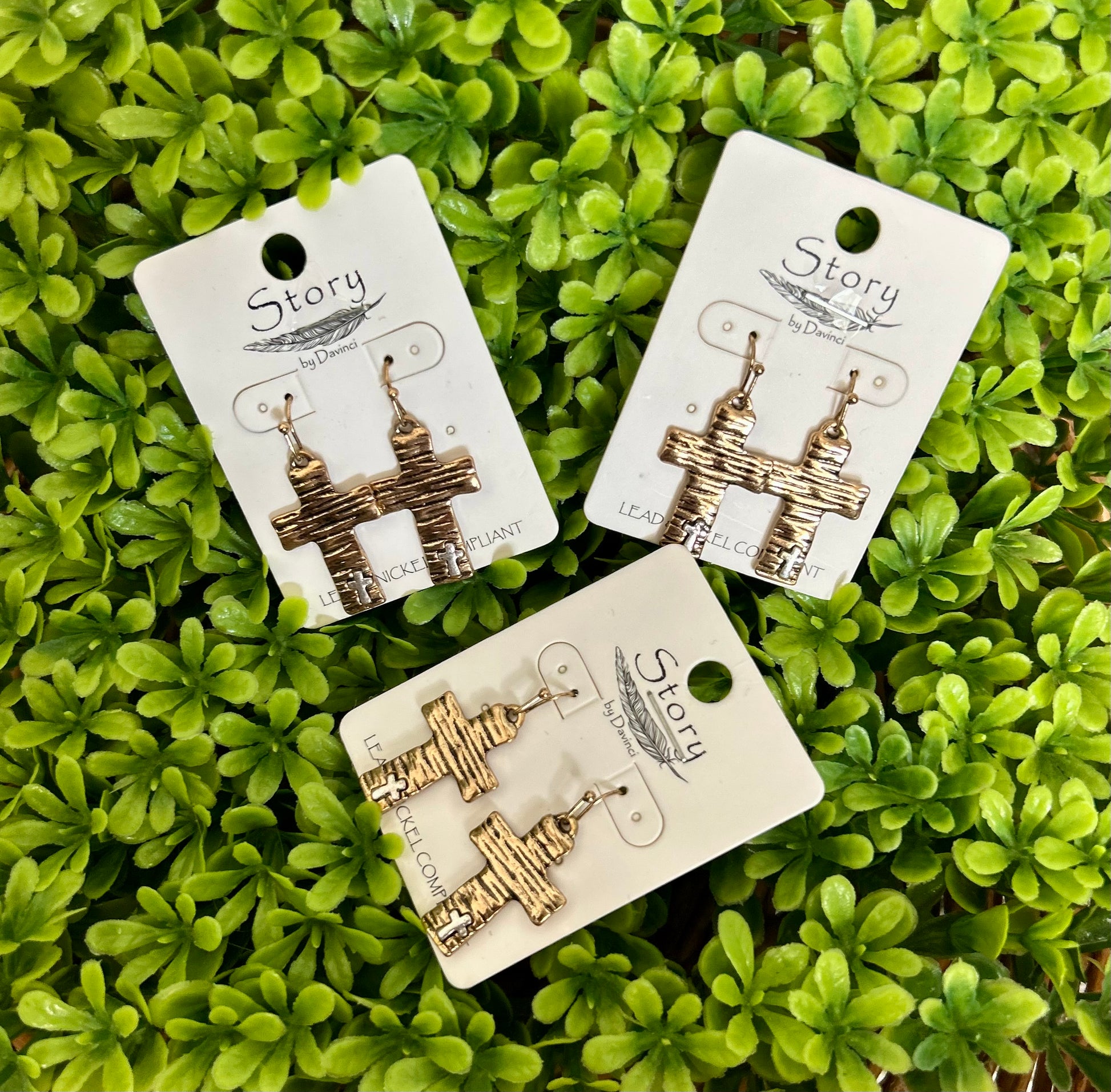 Hammered Cross on Cross Earrings - With Purpose Boutique