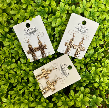 Hammered Cross on Cross Earrings - With Purpose Boutique