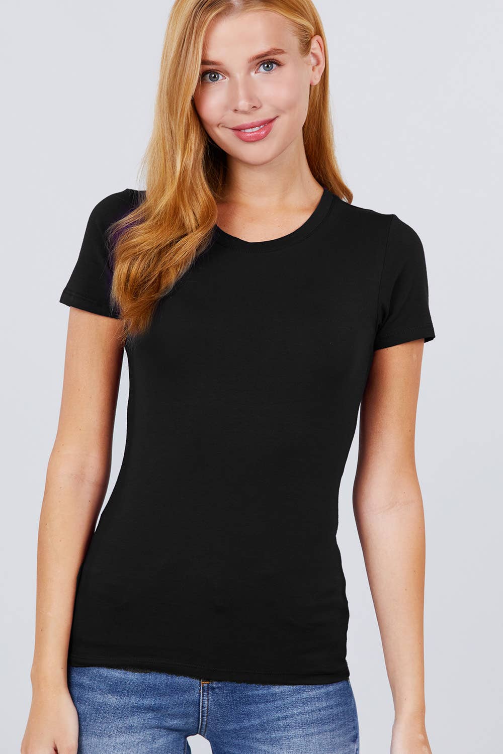 Crew Neck fitted style tee with stretch, short sleeve