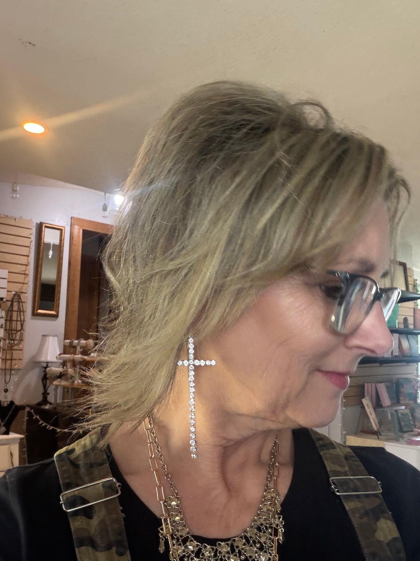 Rhinestone Cross Earrings