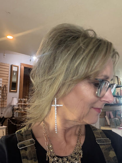 Rhinestone Cross Earrings