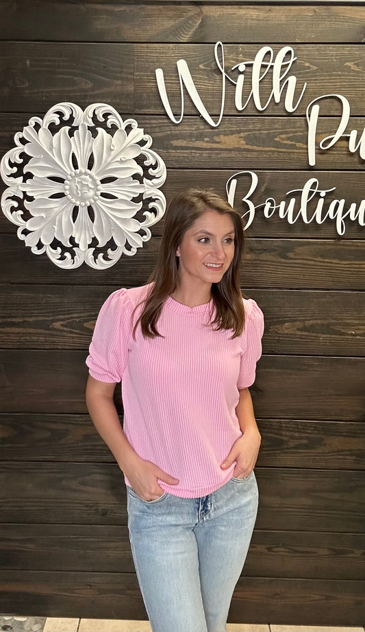 Dressy textured pink blouse