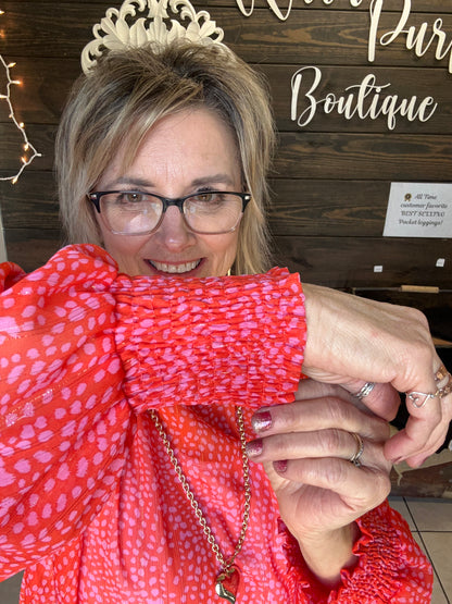 Sheer Red Chic Blouse - With Purpose Boutique