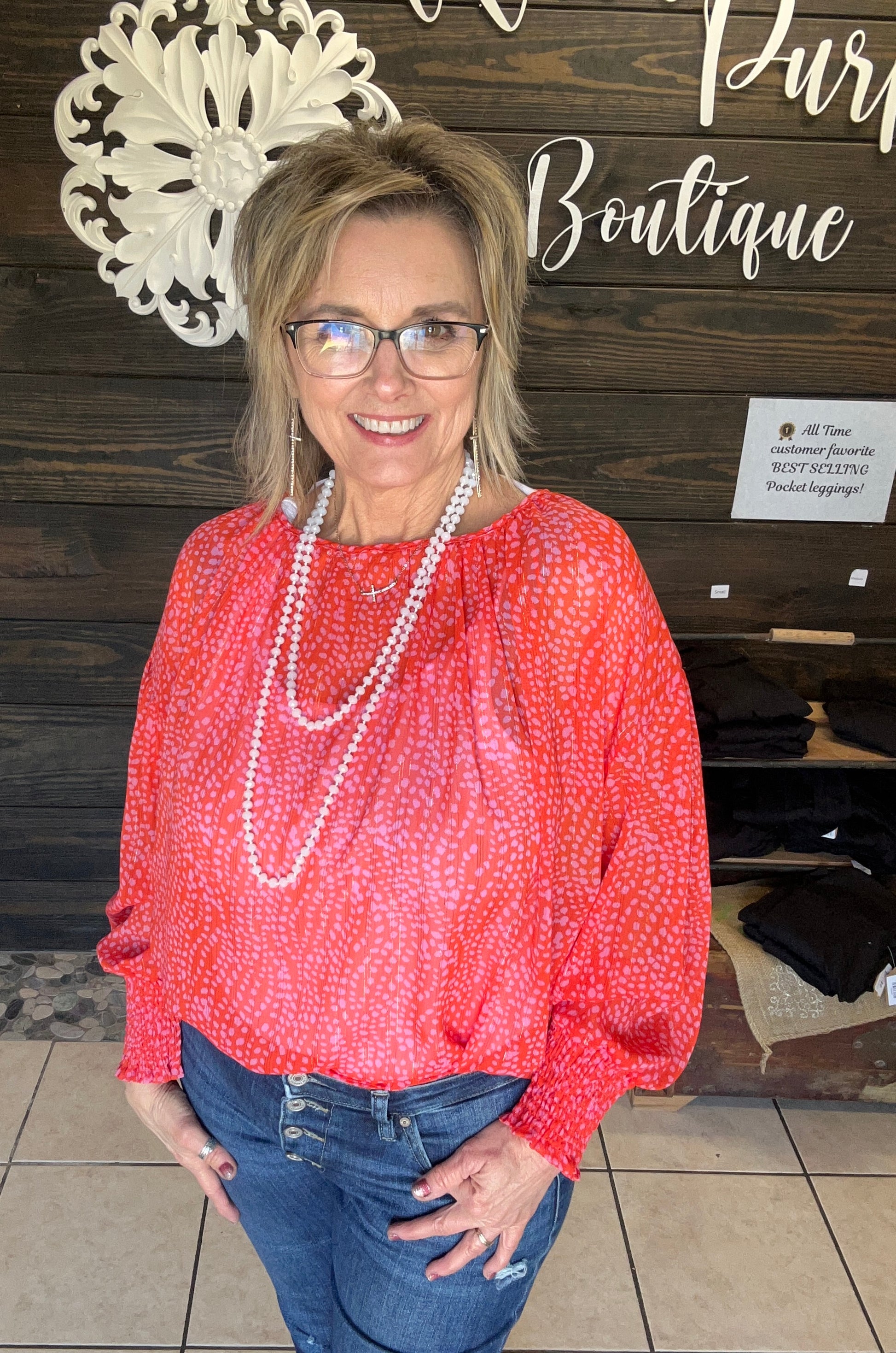 Sheer Red Chic Blouse - With Purpose Boutique