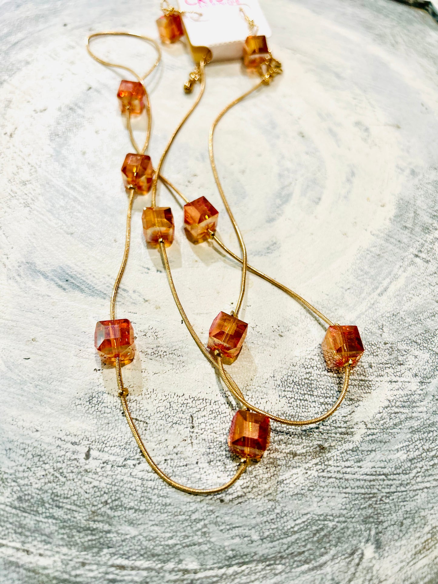 GLASS LONG STATION NECKLACE SET - With Purpose Boutique