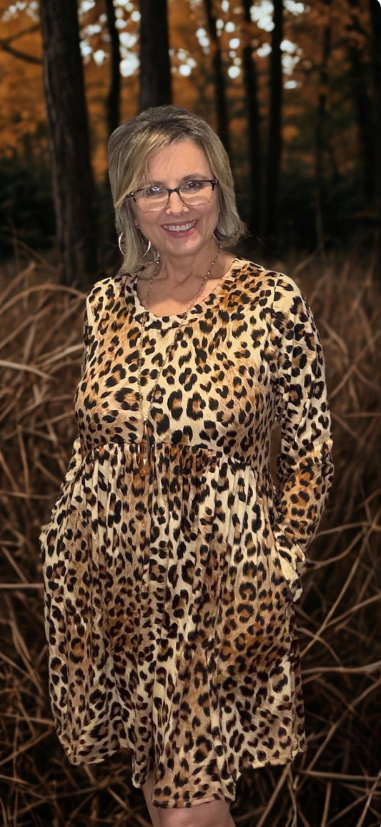 Leopard Swing Midi Dress