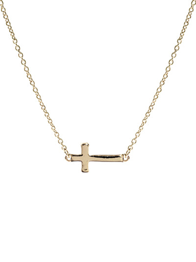 Simple Sideways Cross Necklace