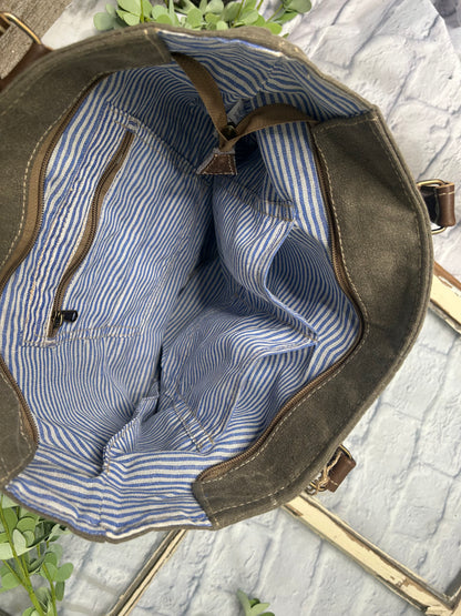 Eagle Tote With Leather Trim Canvas Bag