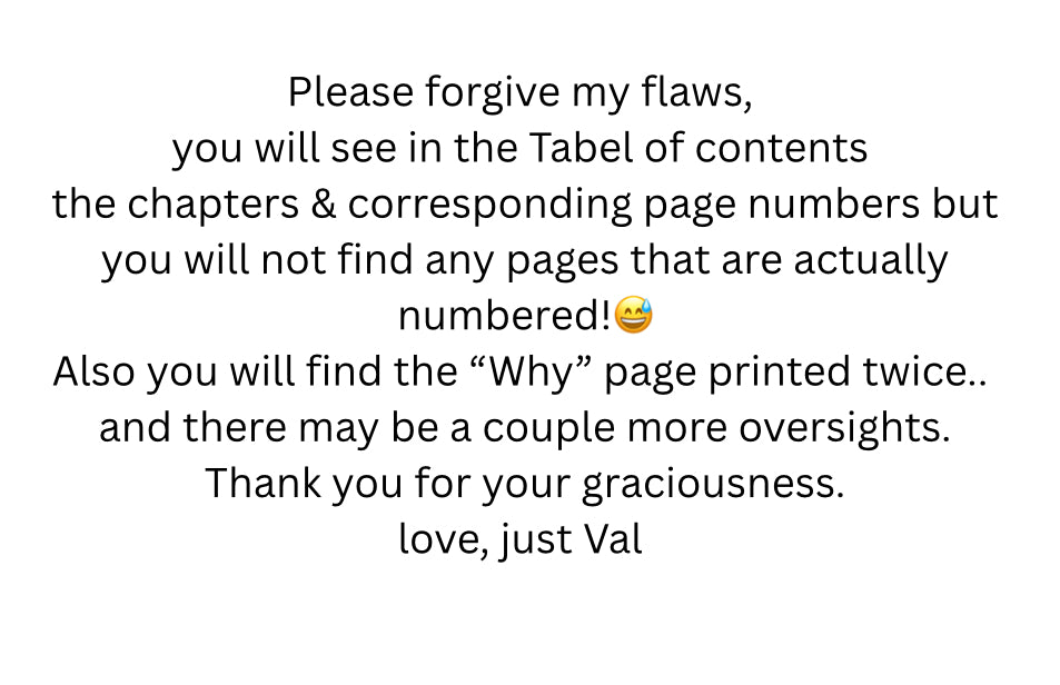 Text message apologizing for flaws in a book's table of contents and page numbering.