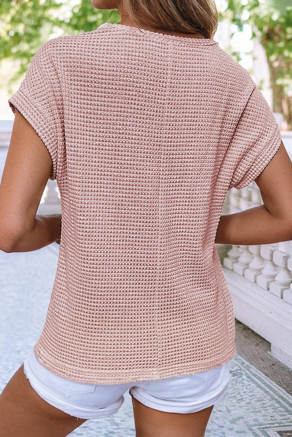 Lace Waffle Textured Top