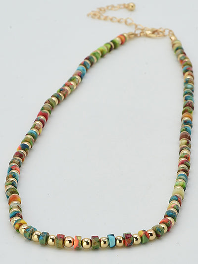 Experience the beauty of nature with our colorful and unique semi precious stones. Each one has its own vibrant and alluring hues, giving you a one-of-a-kind piece. Stand out from the rest and add a touch of nature to your collection.



Length: 16 inch