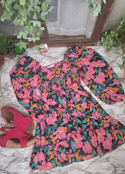 Elevate your wardrobe with our Smocked Button Babydoll Dress! Featuring a trendy smocked square neckline button detail, this dress is the perfect combination of style and comfort. The beautiful colors and puff sleeves make it a must-have, plus, it fits true to size for a flattering look.&nbsp;

100% Polyester