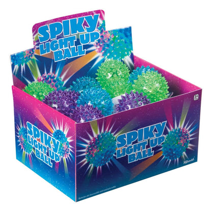 Box of Spiky Light-Up Balls with colorful packaging