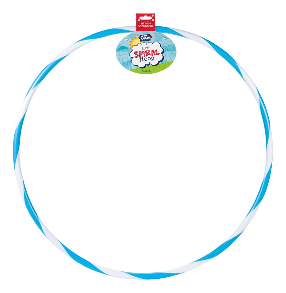 This assortment from Playground Classics contains 4 different-sized spiral hoop toys with peggable hang tags

. Includes a 24-inch, 27-inch, 30-inch, and 36-inch hoop. Each Super Spiral Hoop features a two-toned spiral design.&nbsp;

Makes noise when played thanks to sound beads inside that create a musical sensation during movement.&nbsp;

• Age Grade: 3+ •