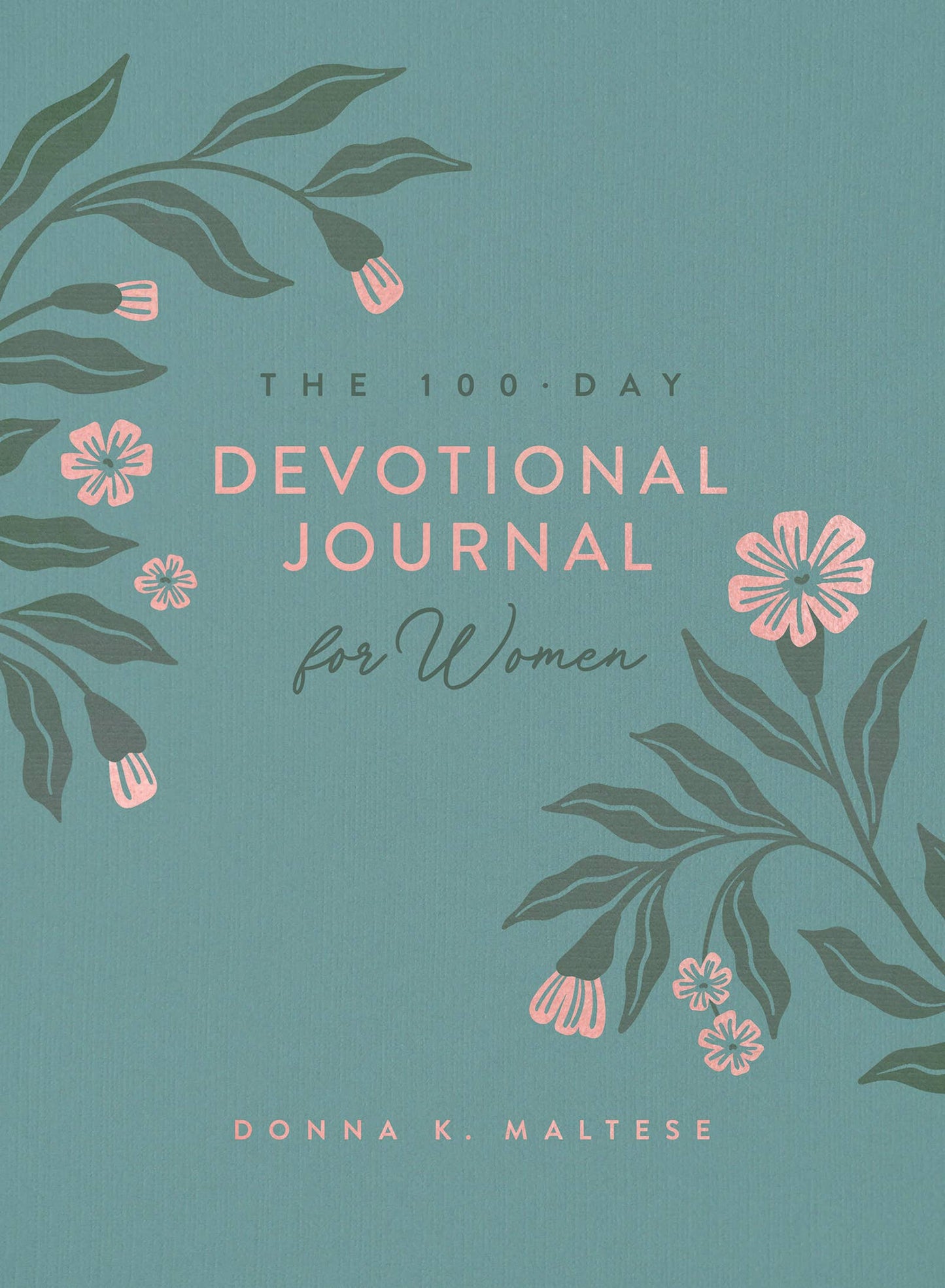 100-Day Devotional Journal for Women on a teal background with floral designs