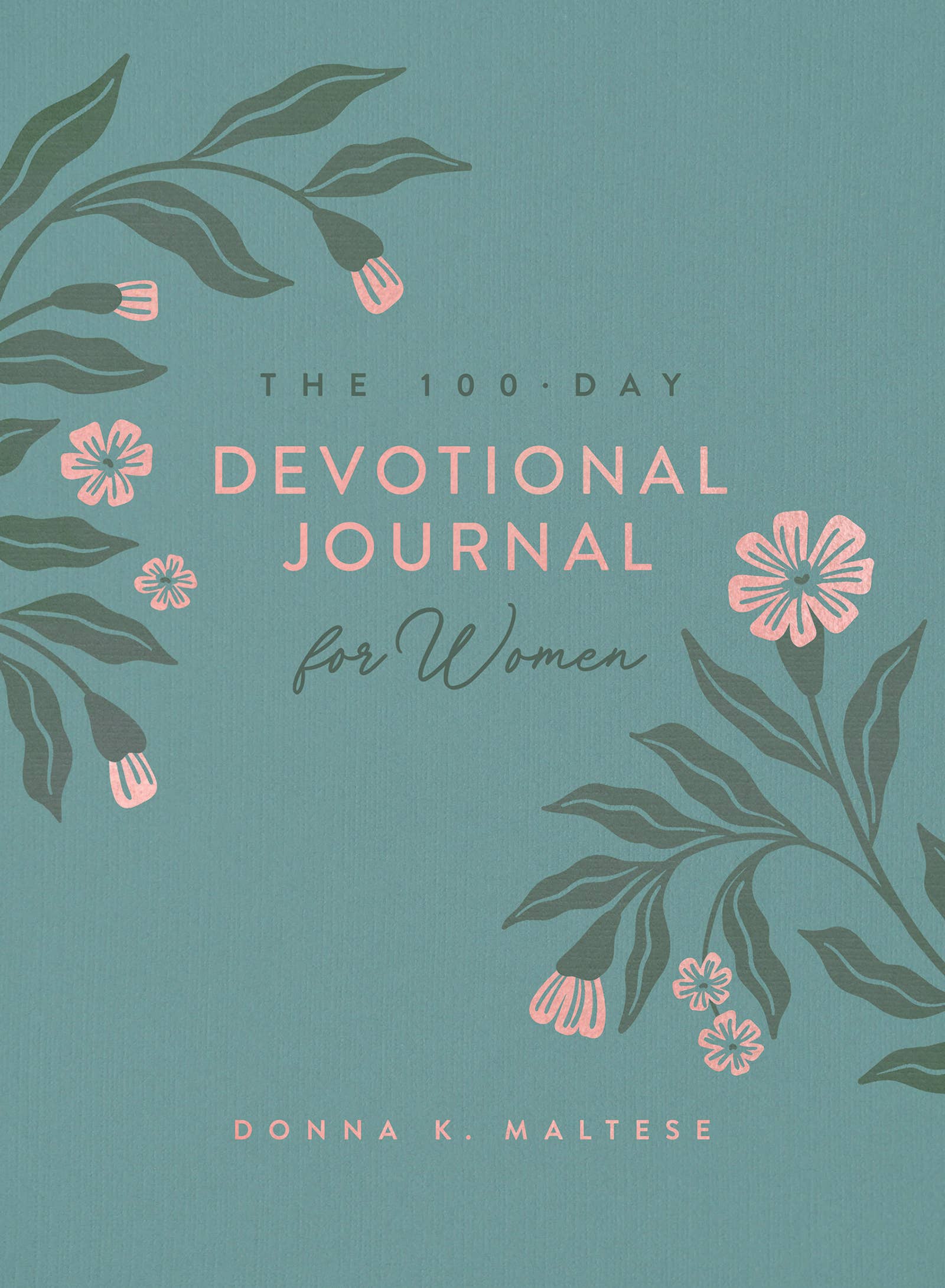 100-Day Devotional Journal for Women on a teal background with floral designs