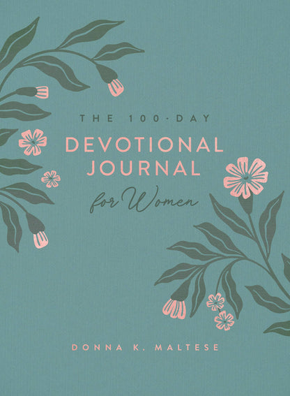 100-Day Devotional Journal for Women on a teal background with floral designs