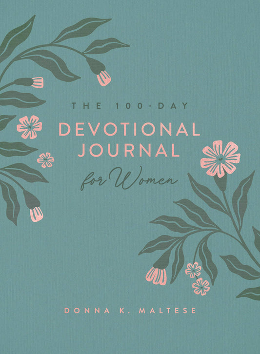 100-Day Devotional Journal for Women on a teal background with floral designs