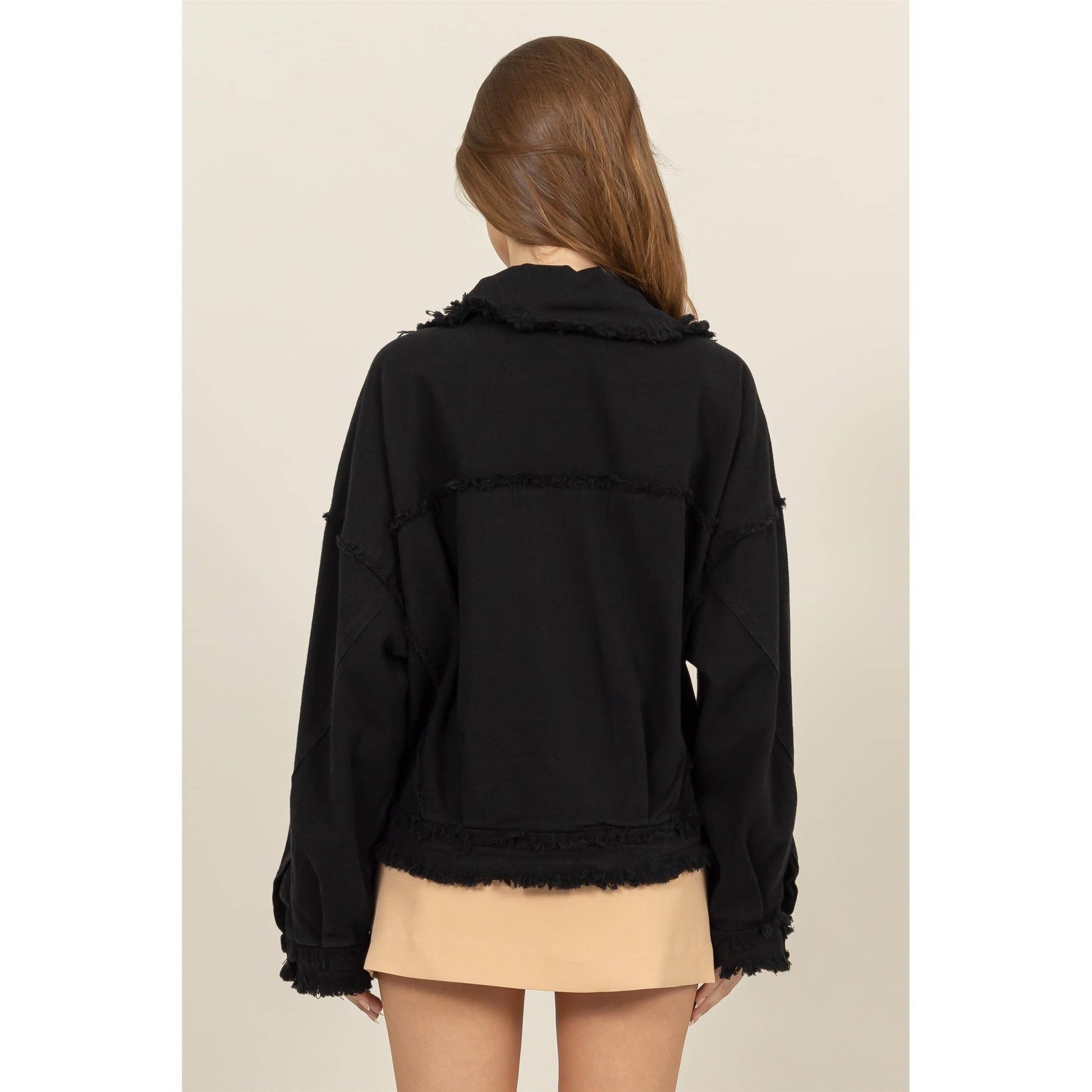 Oversized Frayed Denim Jacket - With Purpose Boutique