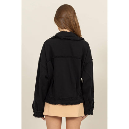 Oversized Frayed Denim Jacket - With Purpose Boutique