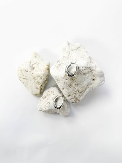 Small Oval Huggie Hoops, Silver - With Purpose Boutique