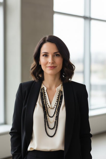 Black Crystal Layered Necklace - With Purpose Boutique