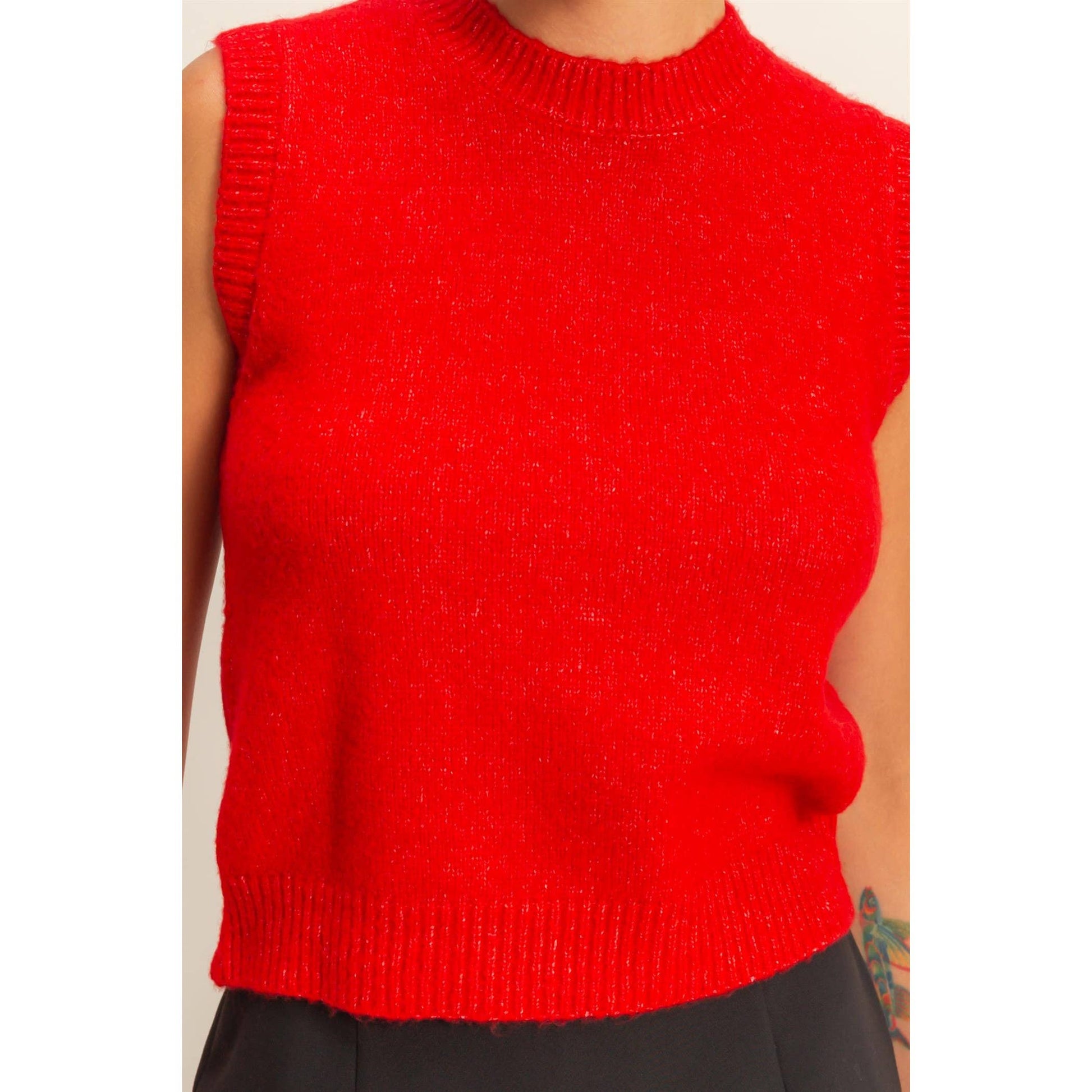 Sleeveless Crew Neck Knit Top - With Purpose Boutique