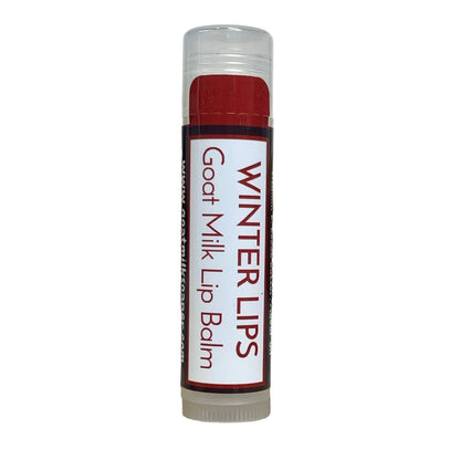 Winter Lips goat milk lip balm on a white background