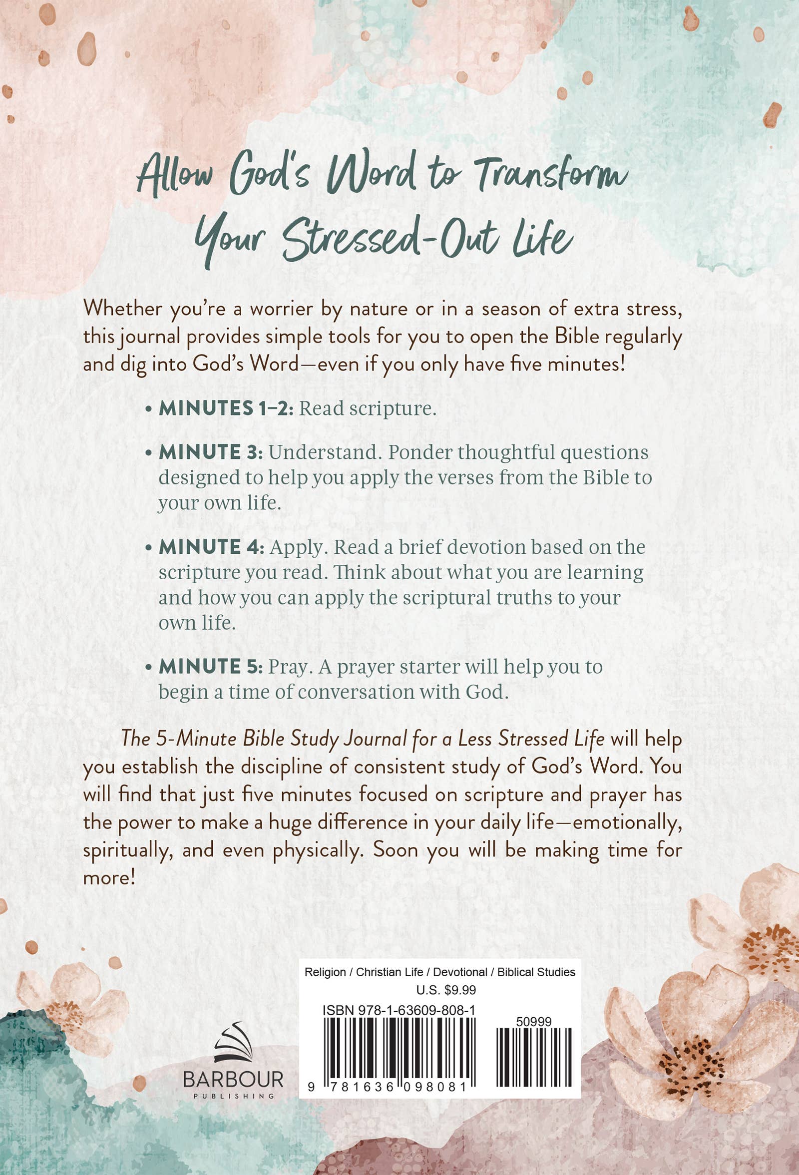 The 5-Minute Bible Study Journal for a Less Stressed Life - With Purpose Boutique