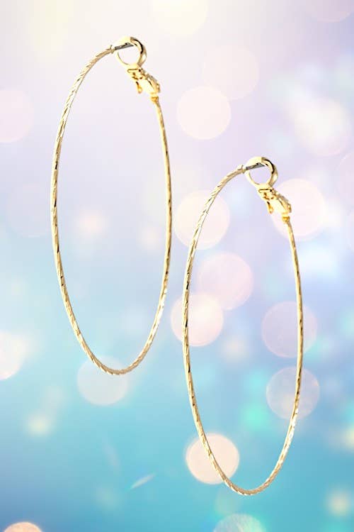 Gold Dainty twisted large hoop earring