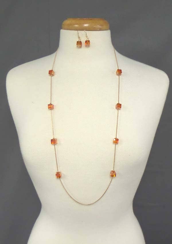 GLASS LONG STATION NECKLACE SET - With Purpose Boutique