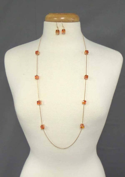 GLASS LONG STATION NECKLACE SET - With Purpose Boutique