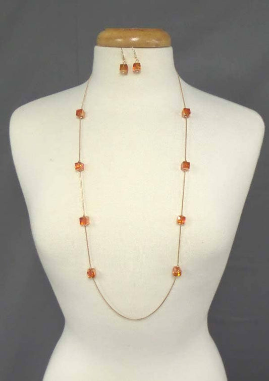 GLASS LONG STATION NECKLACE SET - With Purpose Boutique