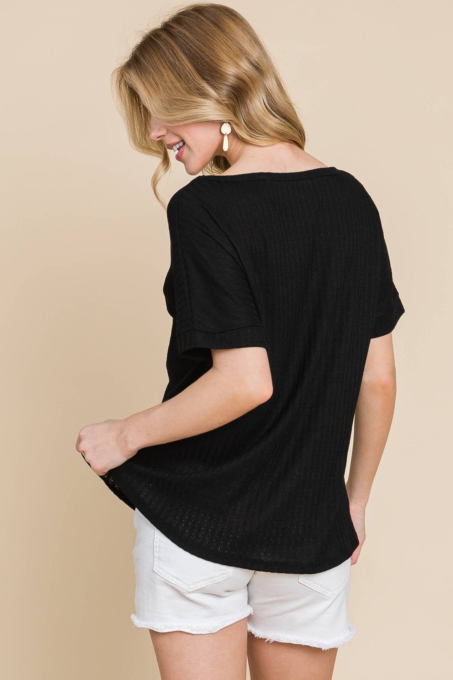 RIB KNIT T-SHIRT