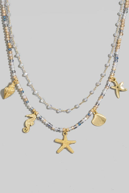 Assorted Sea Life Charms Beaded Necklace