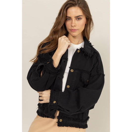 Oversized Frayed Denim Jacket - With Purpose Boutique