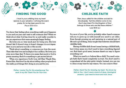 Page from a book of teen devotions with text and decorative elements on a white background