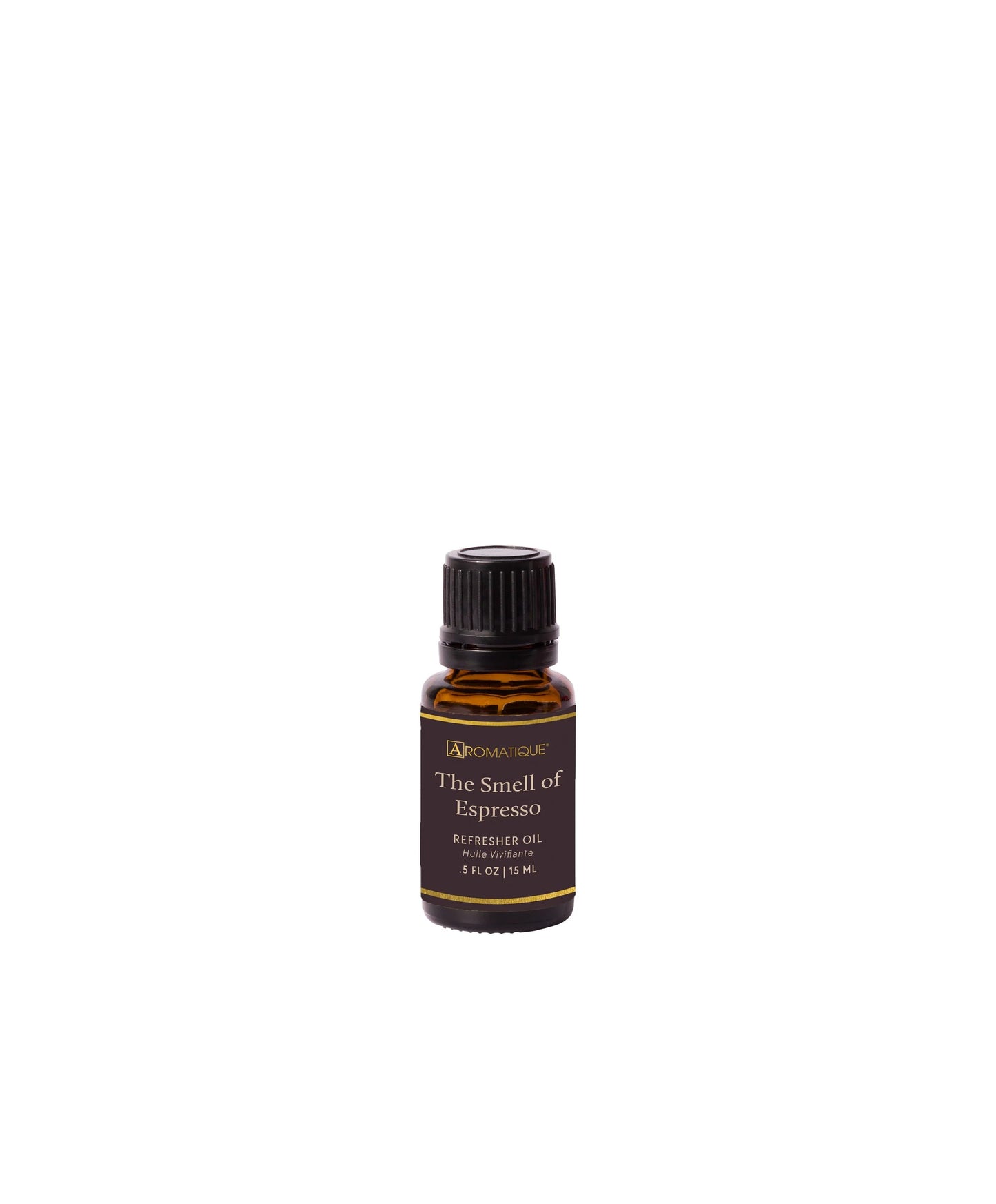 Essential oil bottle labeled 'The Smell of Espresso' on a white background