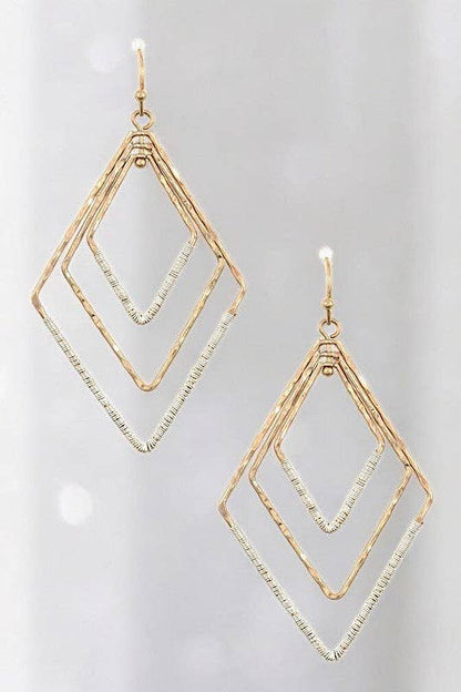 Multi Hammered Link Diamond Dangle Earring , add a little glam to your outfit with this beauty.