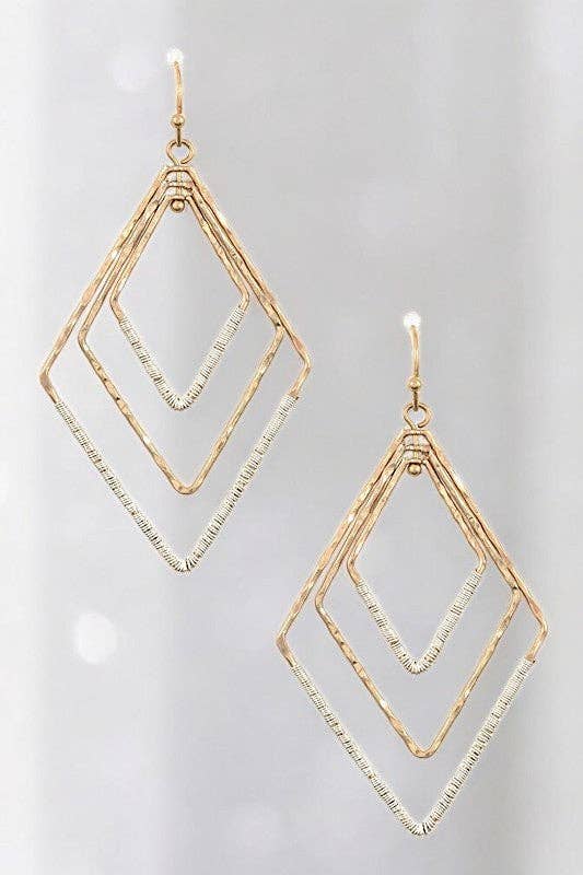 Multi Hammered Link Diamond Dangle Earring , add a little glam to your outfit with this beauty.
