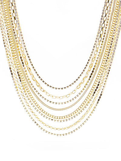 Rhinestone layered necklace