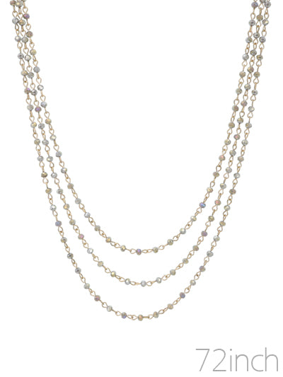Long layered glass bead necklace