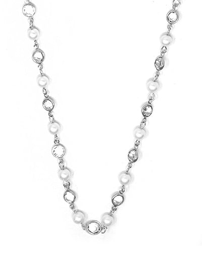 Long Crystal and Pearls Necklace