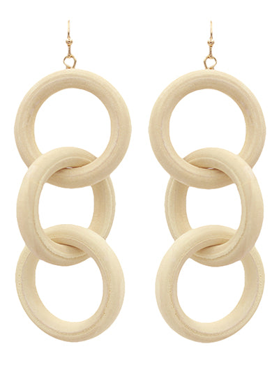 Wood link drop earrings