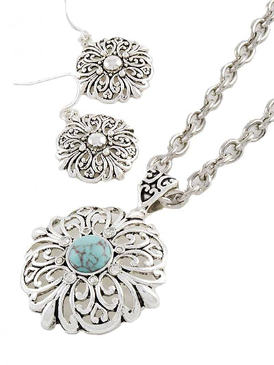 Filigree Stone Necklace Set